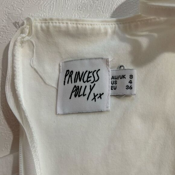 Princess Polly White Ruffle Hem Mini Dress Size 4 | Square Neck Cami Slip Dress - Picture 3 of 6